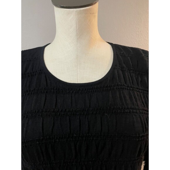 Valerie Stevens Women’s Vintage NWT Smocked Cotton Long Sleeve Top size XL Black - Picture 2 of 7